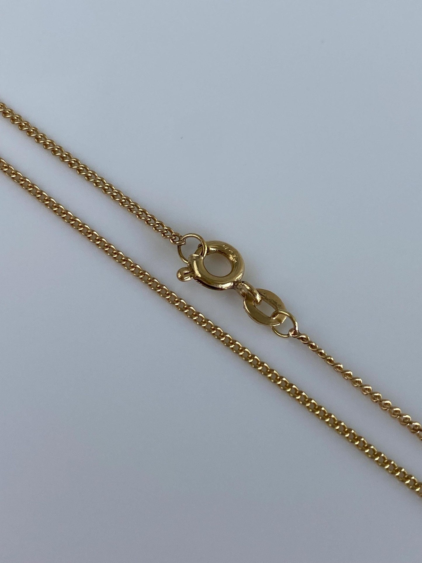 Vintage Solid 18k Yellow Gold Tight Curb Chain Necklace - 15.75 inches