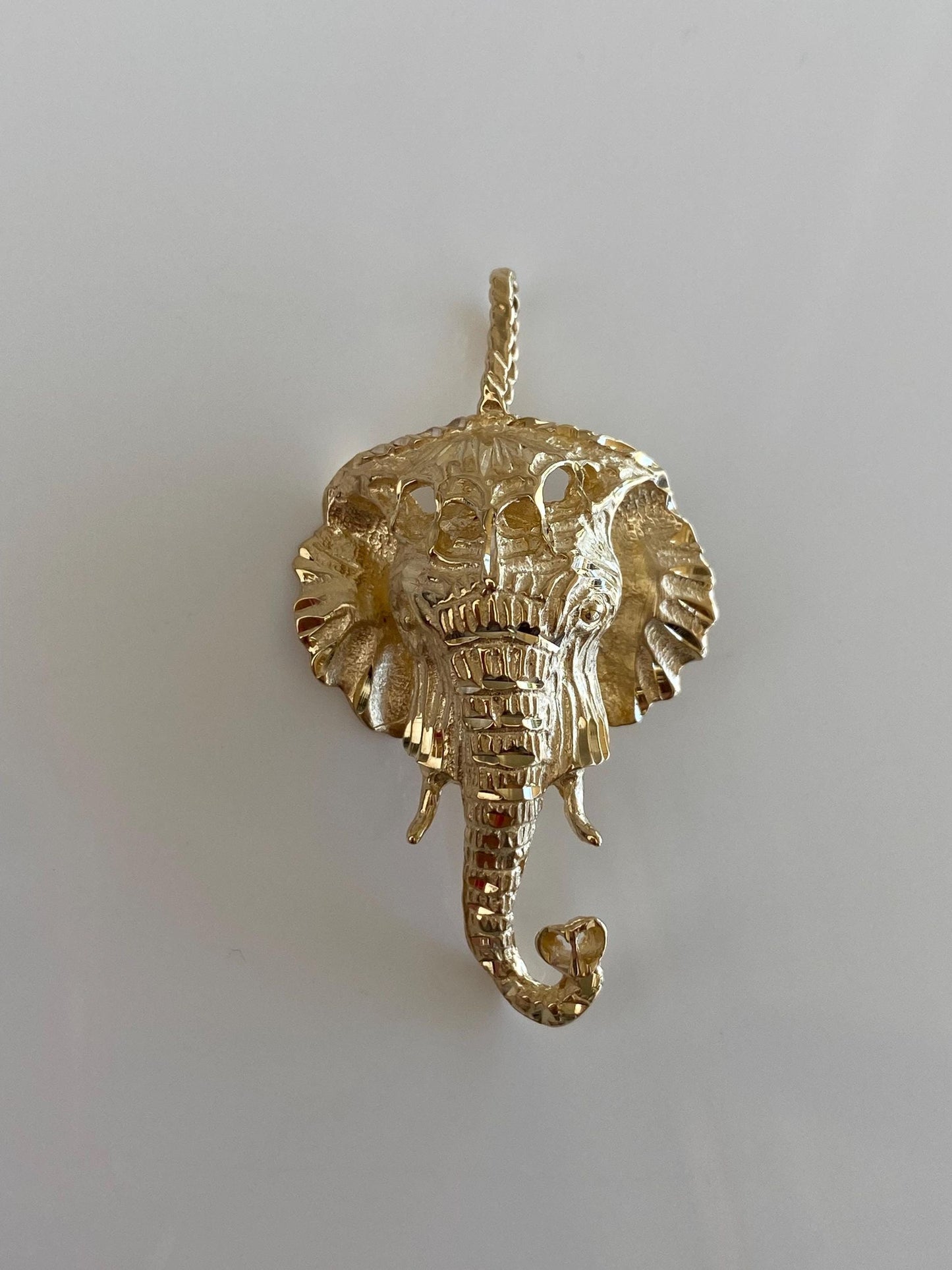 Vintage Solid 14k Yellow Gold Diamond Cut Elephant Charm