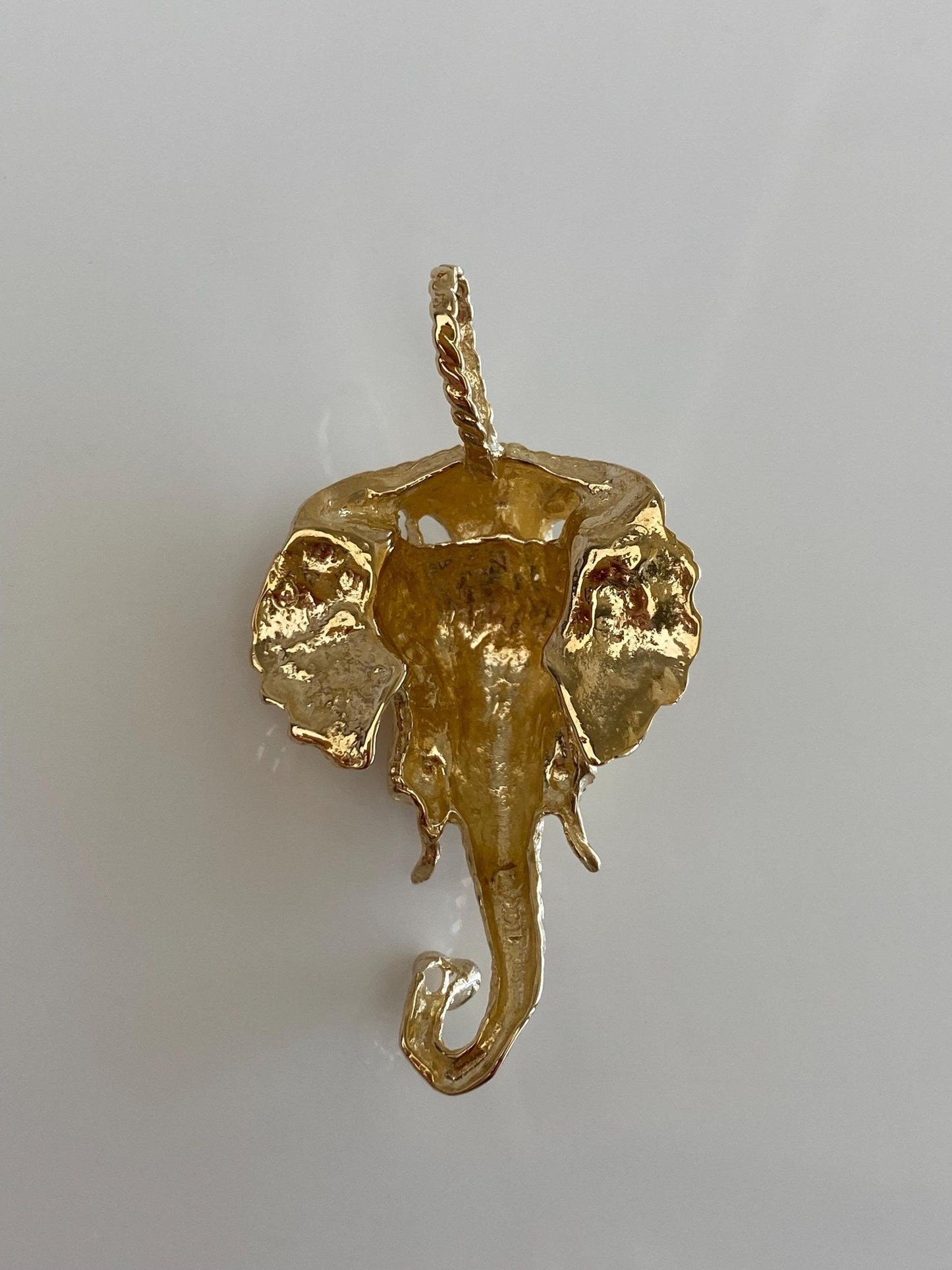 Vintage Solid 14k Yellow Gold Diamond Cut Elephant Charm