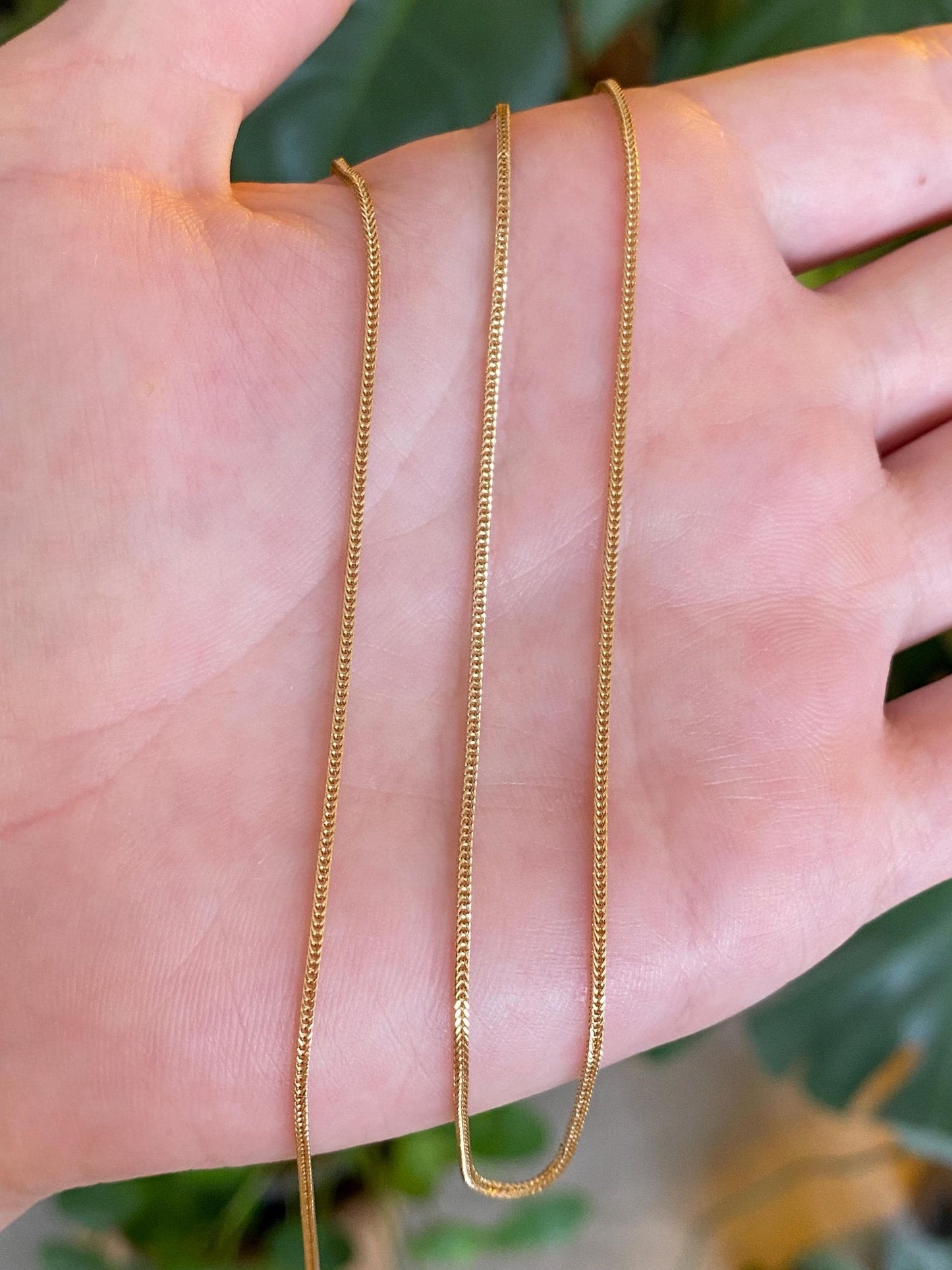 Solid 14k Yellow Gold Square Wheat Chain Necklace - 20.25 inches