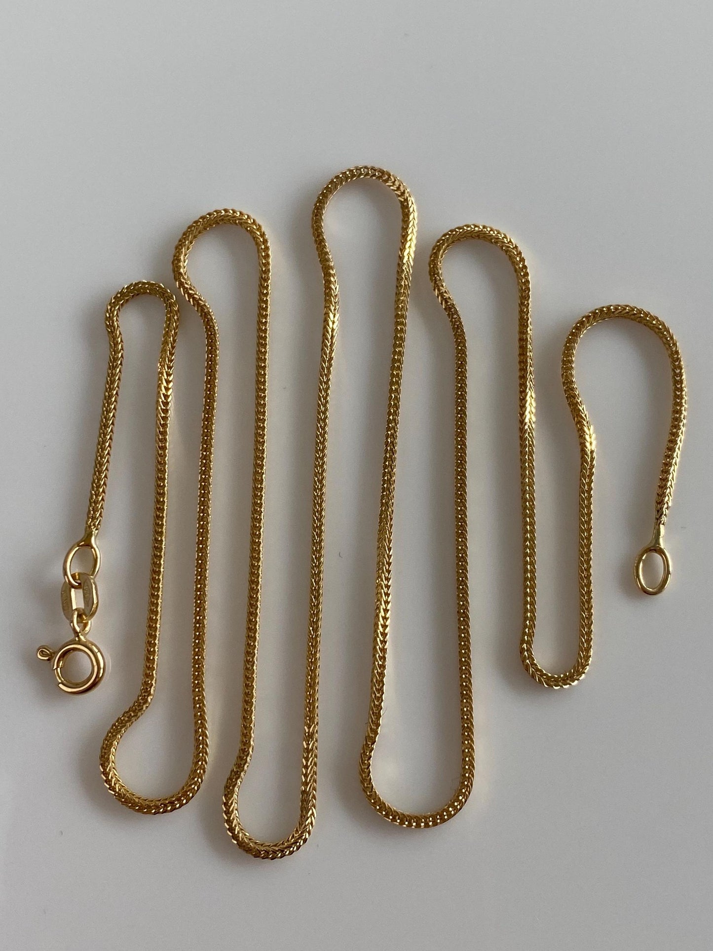 Solid 14k Yellow Gold Square Wheat Chain Necklace - 20.25 inches
