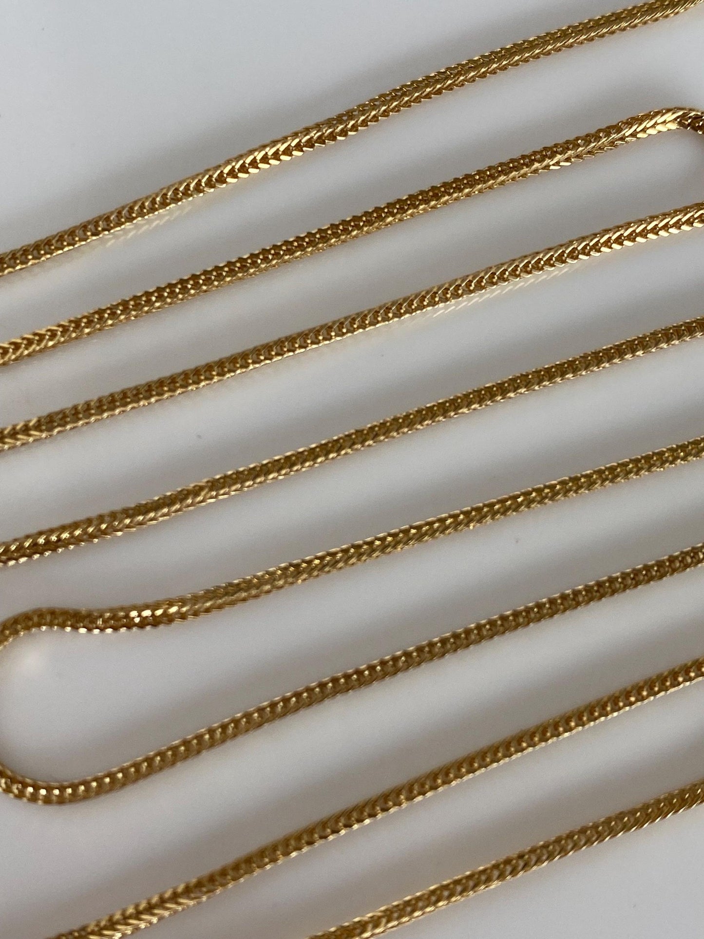 Solid 14k Yellow Gold Square Wheat Chain Necklace - 20.25 inches