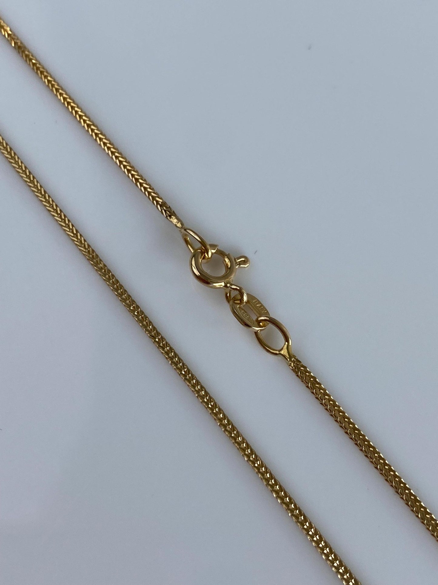 Solid 14k Yellow Gold Square Wheat Chain Necklace - 20.25 inches