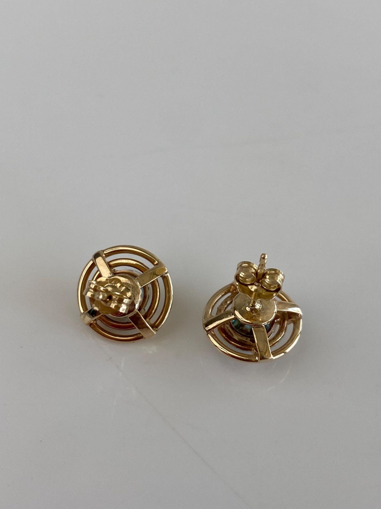 Vintage Solid 14k Yellow Gold Topaz Stud Earrings