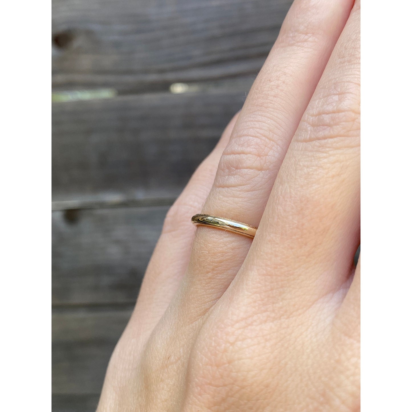 Vintage Solid 14k Yellow Gold Milgrain Ring Band - Size 5.75