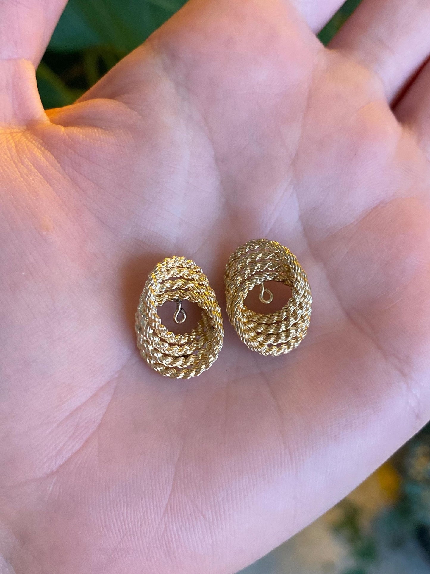 Vintage 14k Yellow Gold Layered Earring Jackets