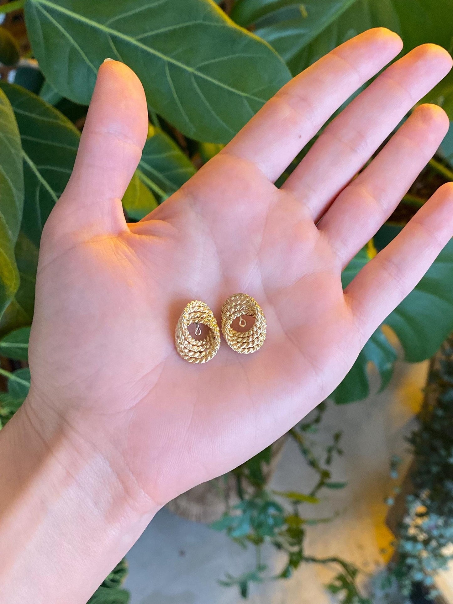 Vintage 14k Yellow Gold Layered Earring Jackets