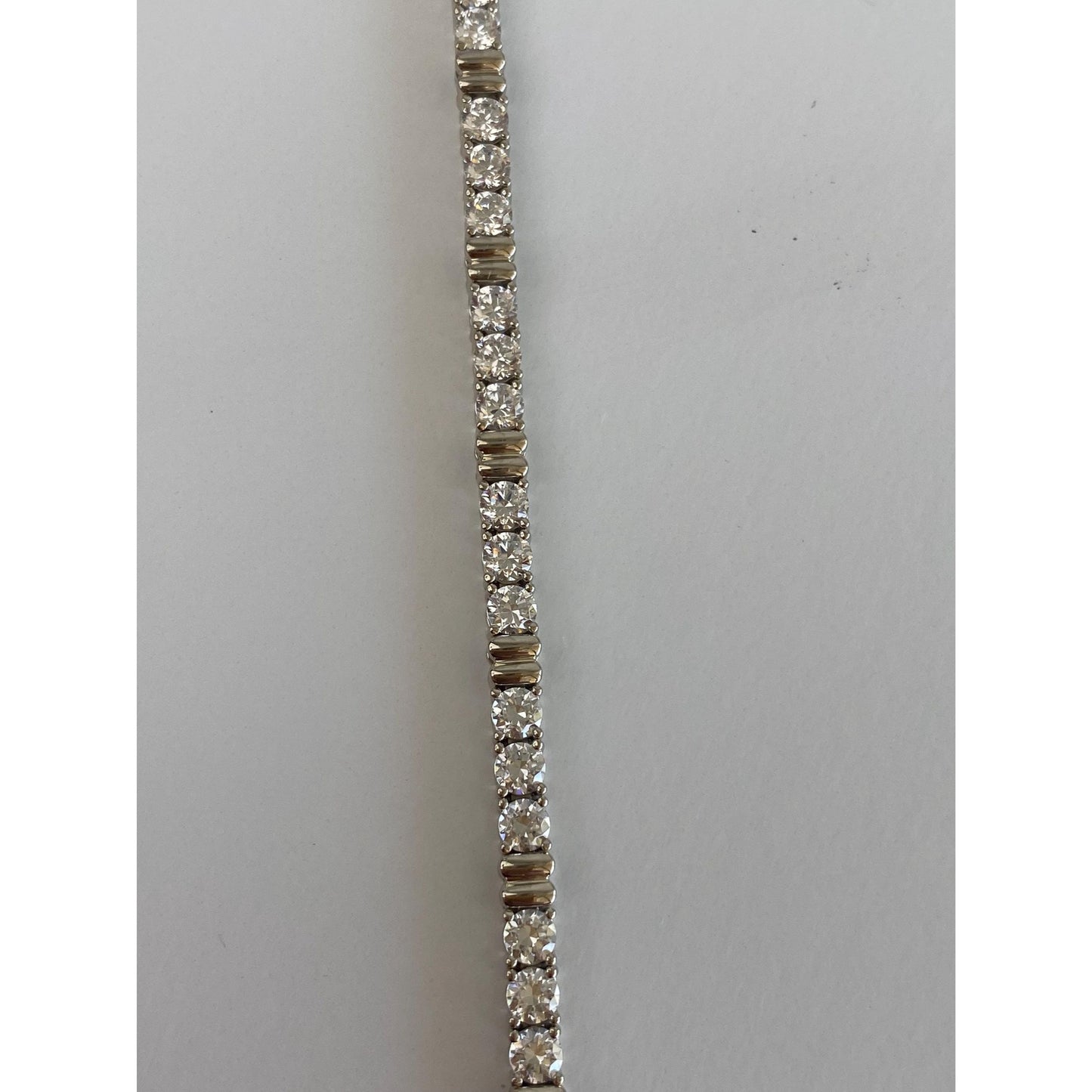 Solid 14k White & Yellow Gold Cubic Zirconia Line Bracelet - 7 inches