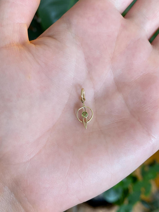 Solid 10k Yellow Gold Peridot Stick Pin Conversion Charm