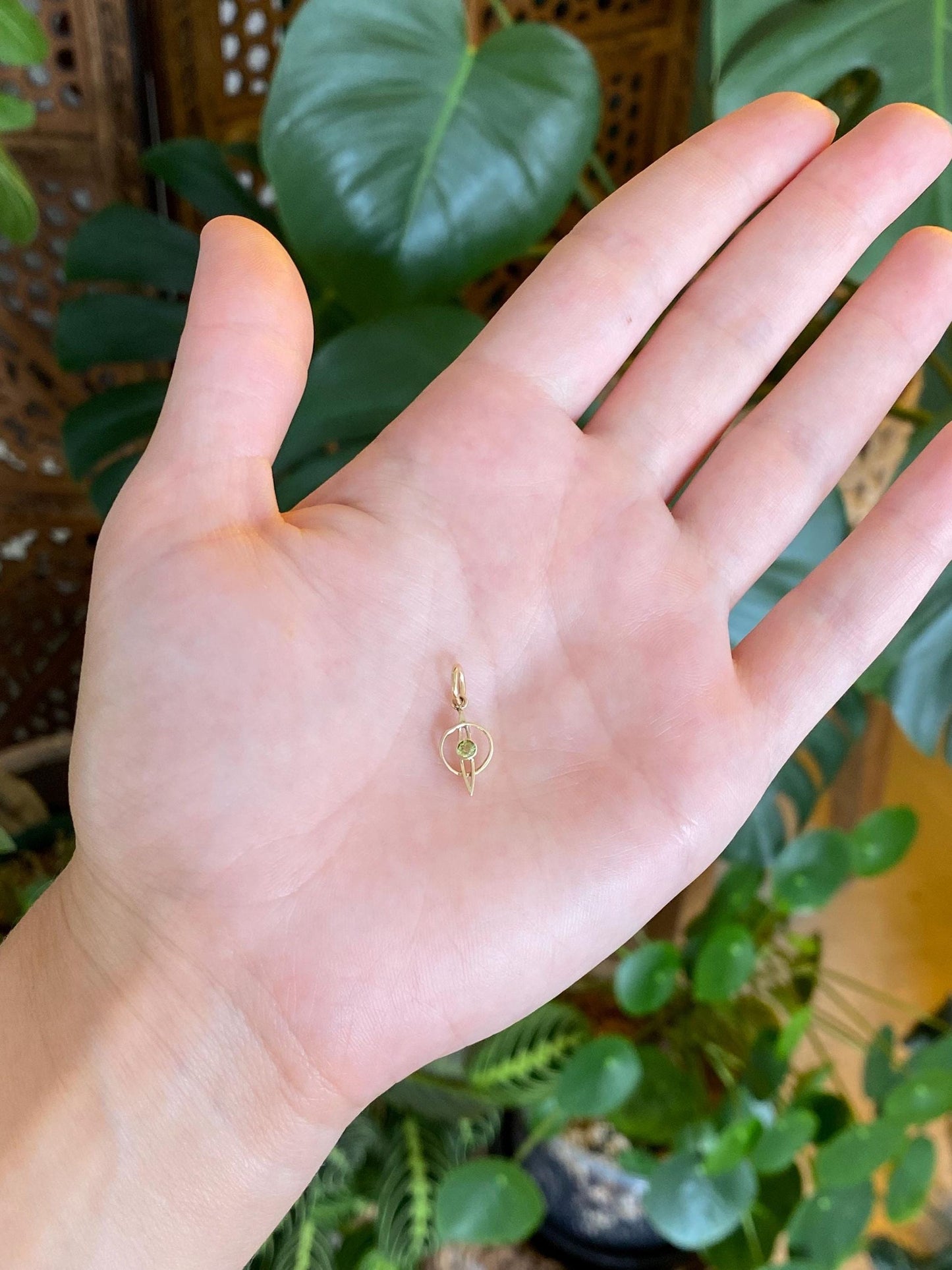 Solid 10k Yellow Gold Peridot Stick Pin Conversion Charm