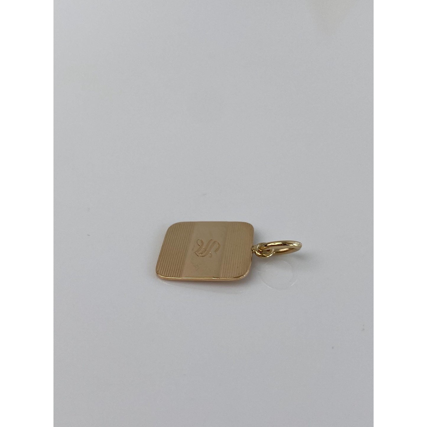 Vintage Solid 14k Yellow Gold Initial 'S' Lined Design Cufflink Conversion Charm