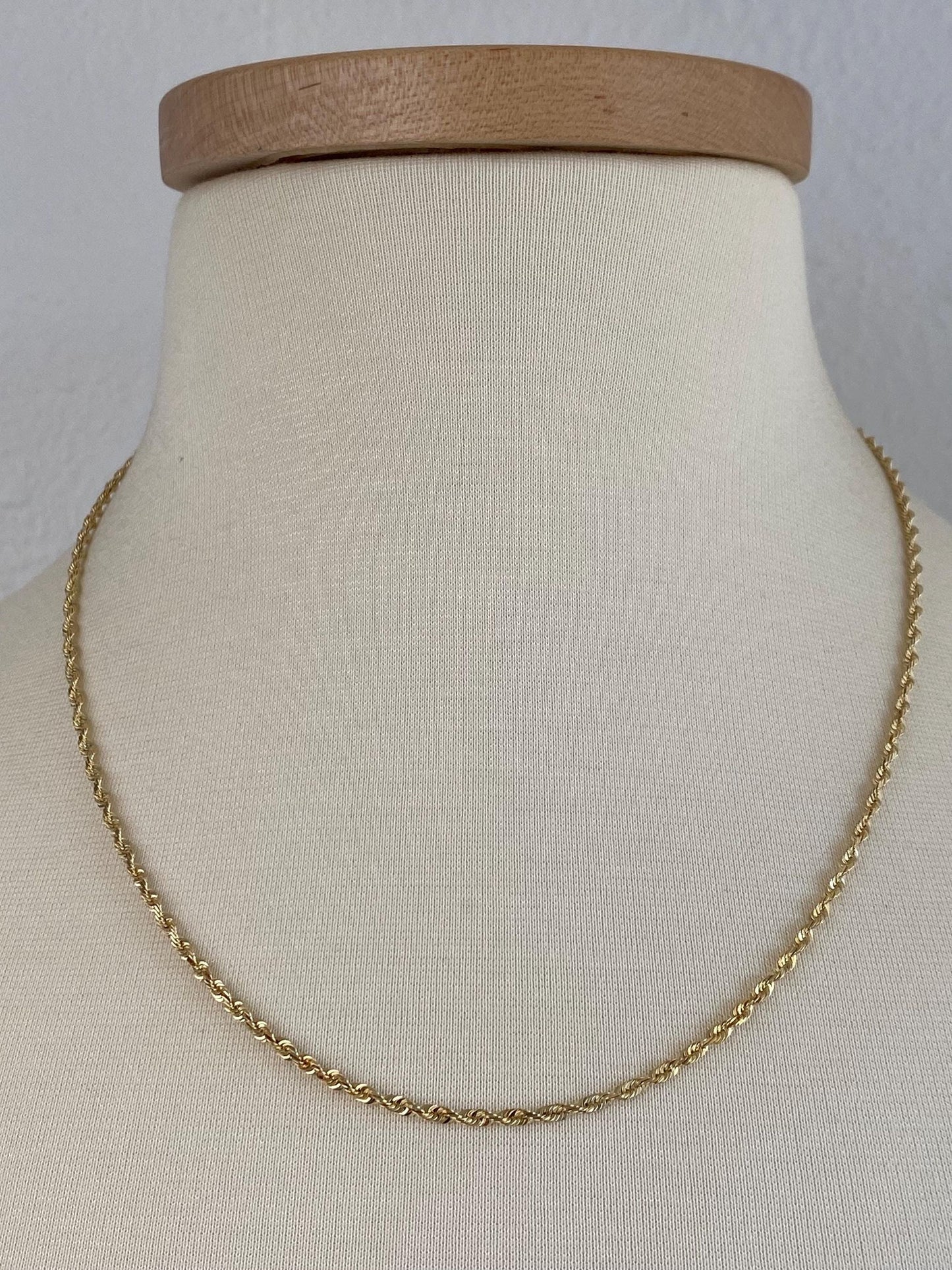 Vintage Solid 14k Yellow Gold Diamond Cut Rope Chain Necklace - 20 inches