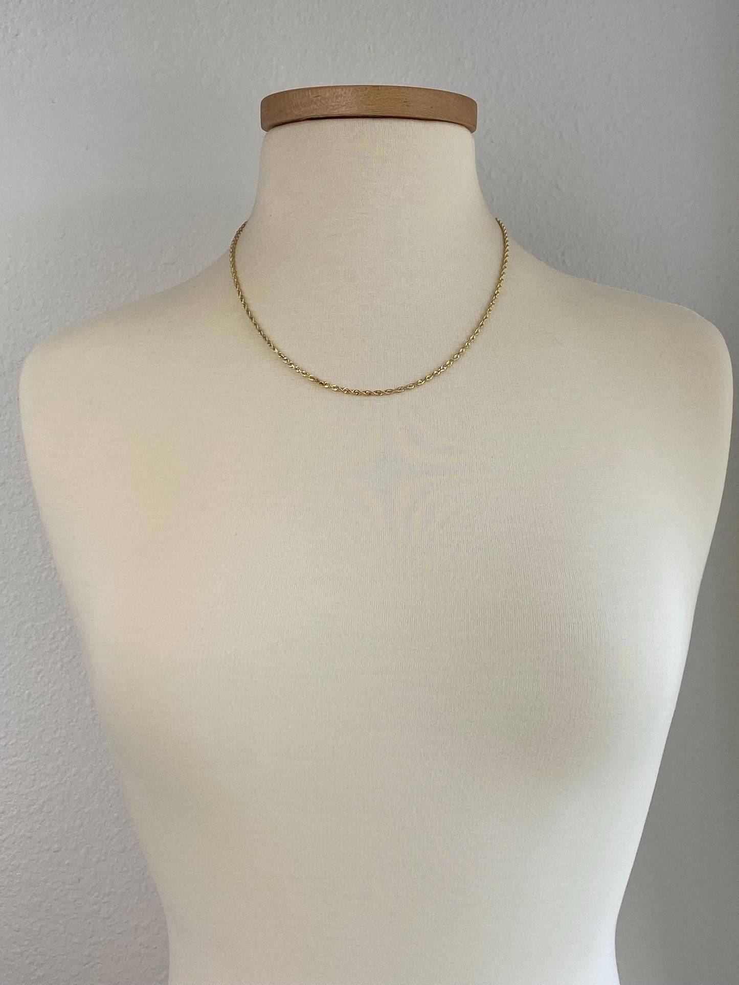 Vintage Solid 14k Yellow Gold Diamond Cut Rope Chain Necklace - 20 inches