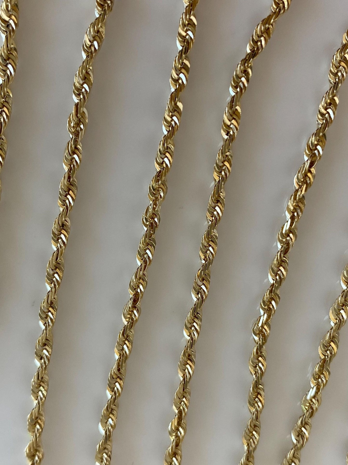 Vintage Solid 14k Yellow Gold Diamond Cut Rope Chain Necklace - 20 inches