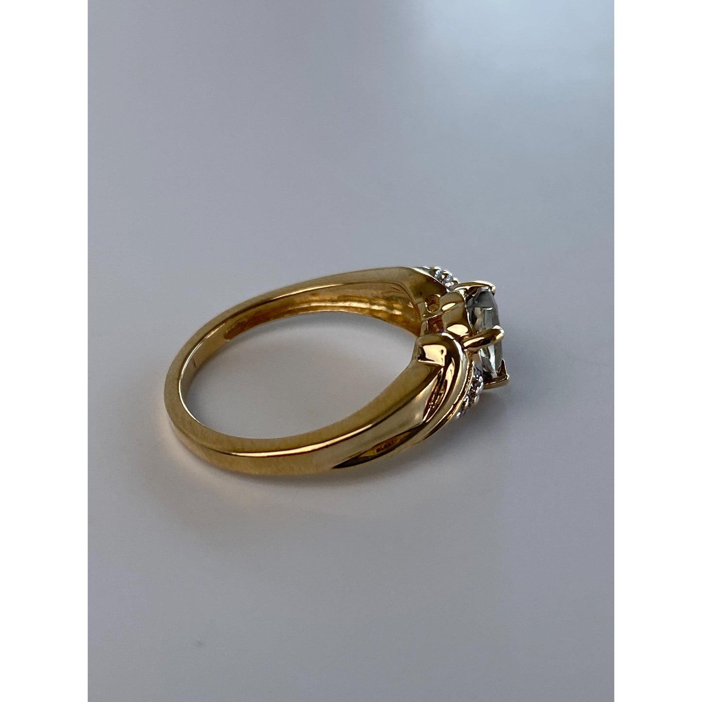 Solid 10k White & Yellow Gold Mystic Topaz Heart Diamond Ring - Size 4.75