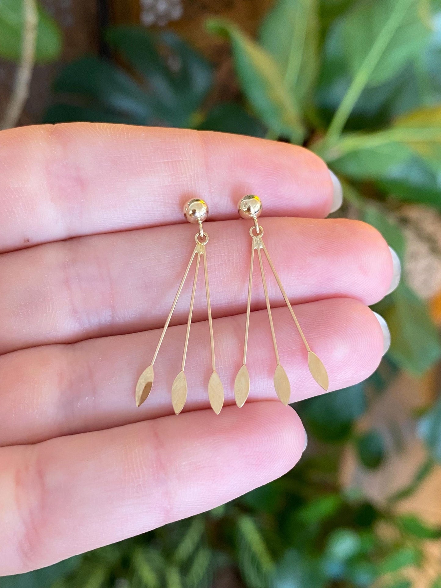 Vintage Solid 14k Yellow Gold Dangle Stud Earrings