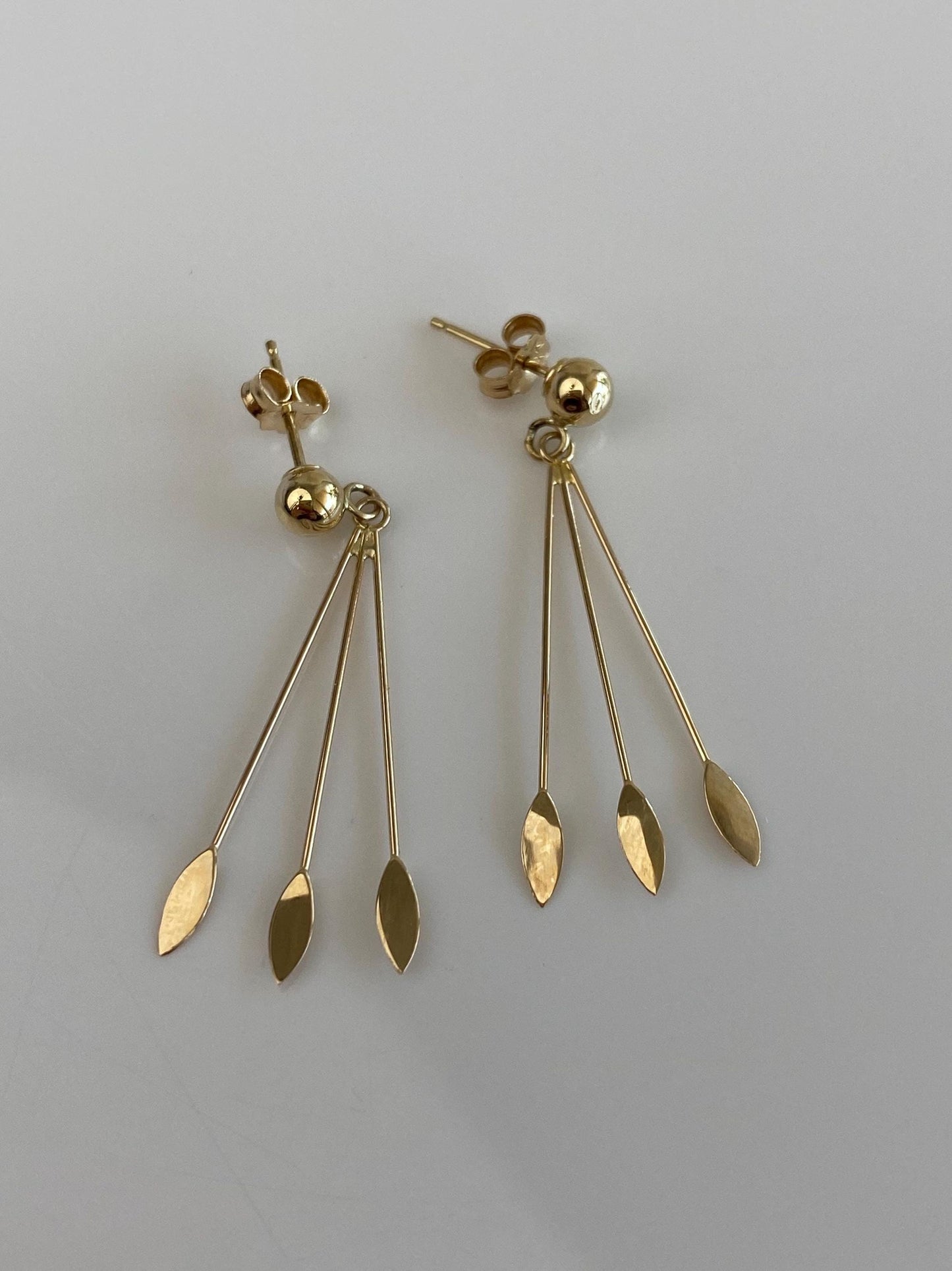 Vintage Solid 14k Yellow Gold Dangle Stud Earrings