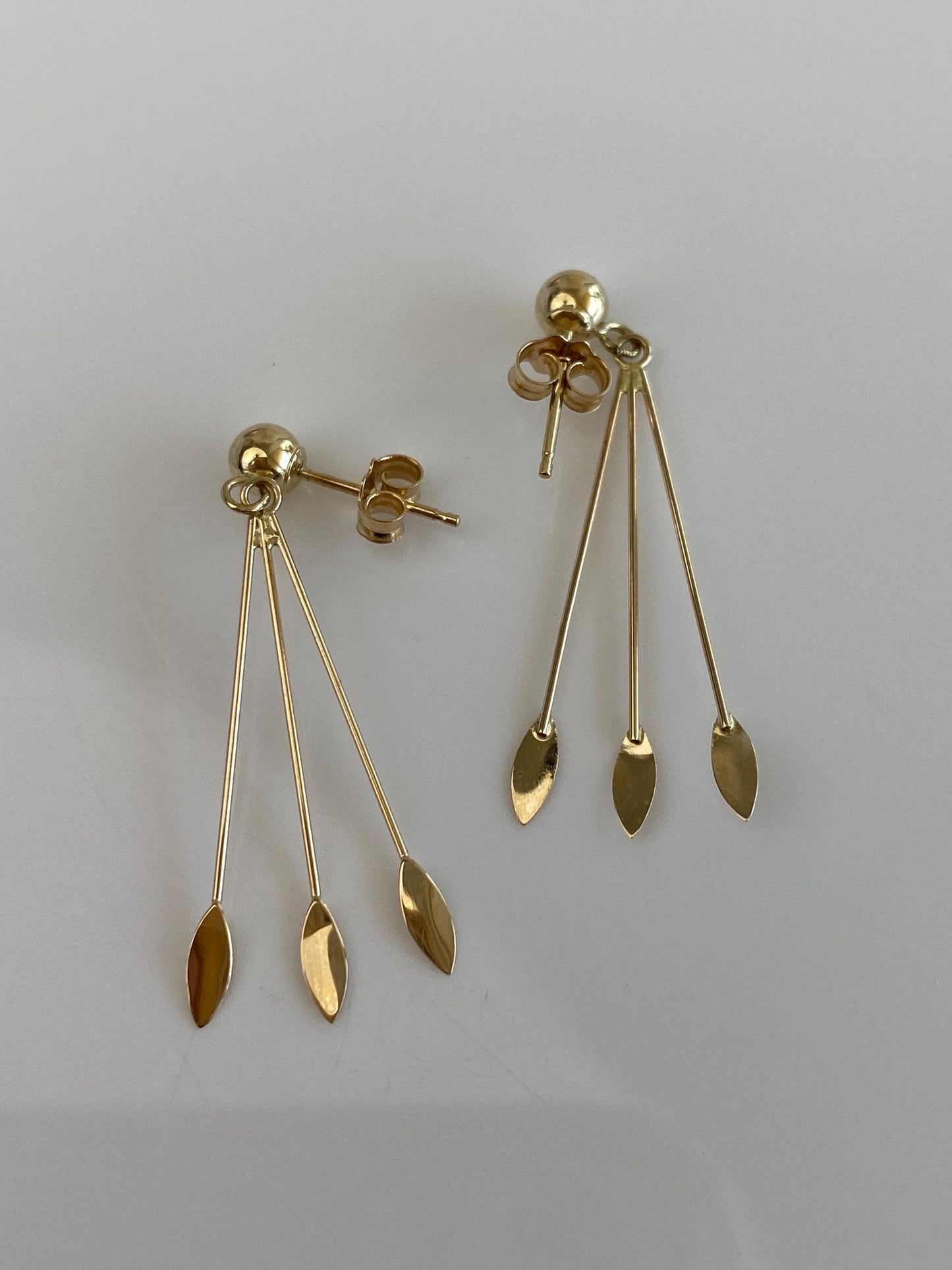 Vintage Solid 14k Yellow Gold Dangle Stud Earrings
