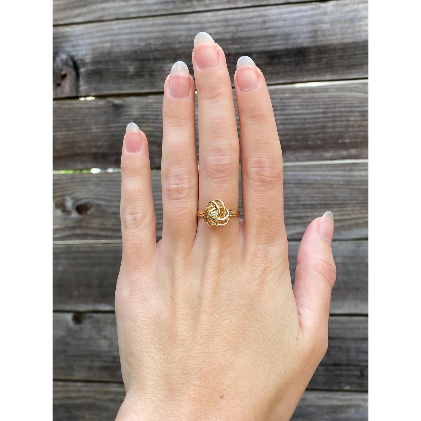 Vintage Solid 14k Yellow Gold Diamond Knot Ring - Size 6.5