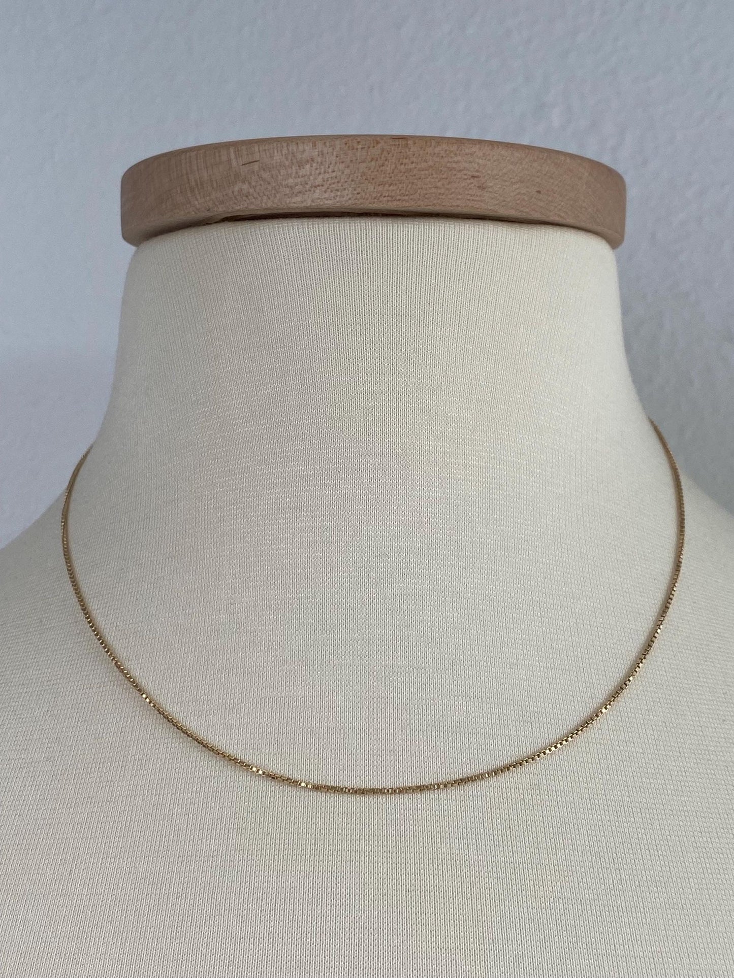 Vintage Solid 14k Yellow Gold Box Chain Necklace - 17.75 inches