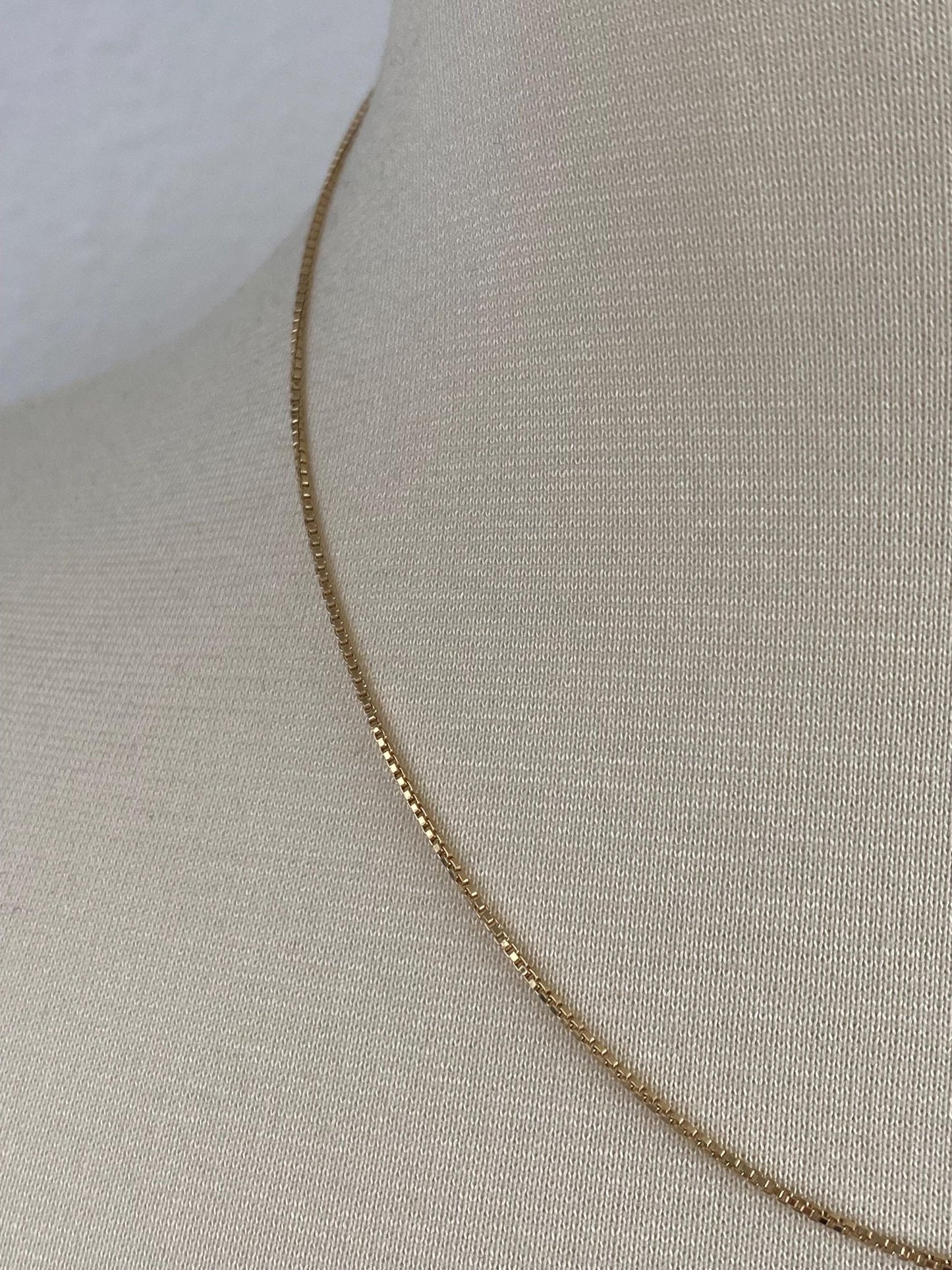 Vintage Solid 14k Yellow Gold Box Chain Necklace - 17.75 inches
