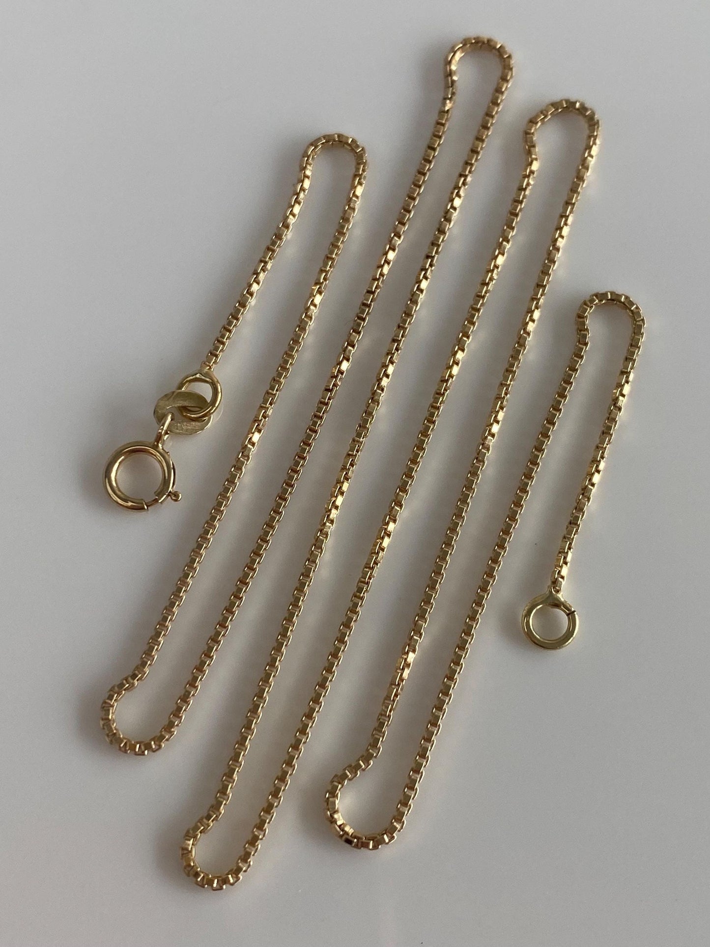 Vintage Solid 14k Yellow Gold Box Chain Necklace - 17.75 inches