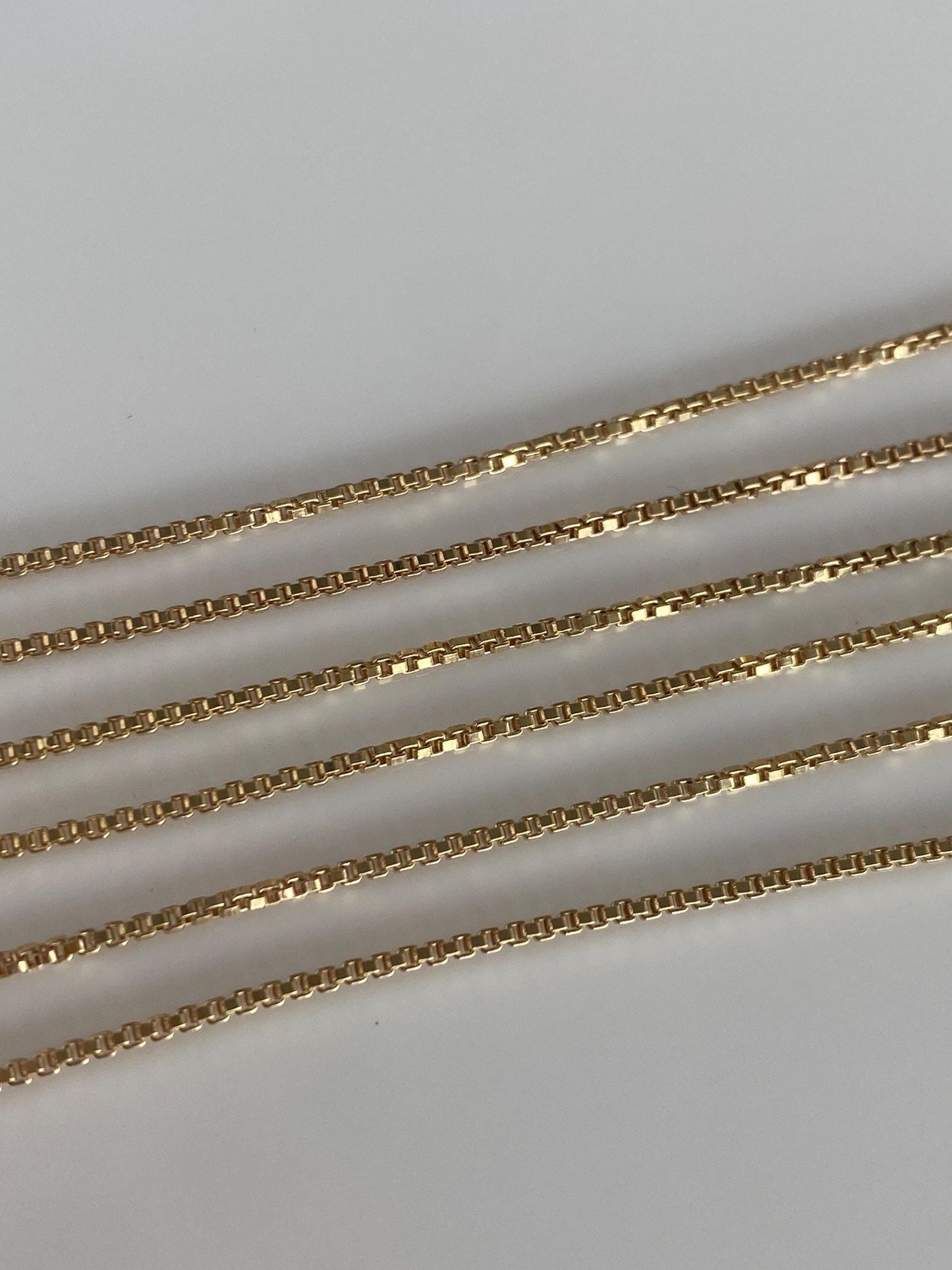 Vintage Solid 14k Yellow Gold Box Chain Necklace - 17.75 inches