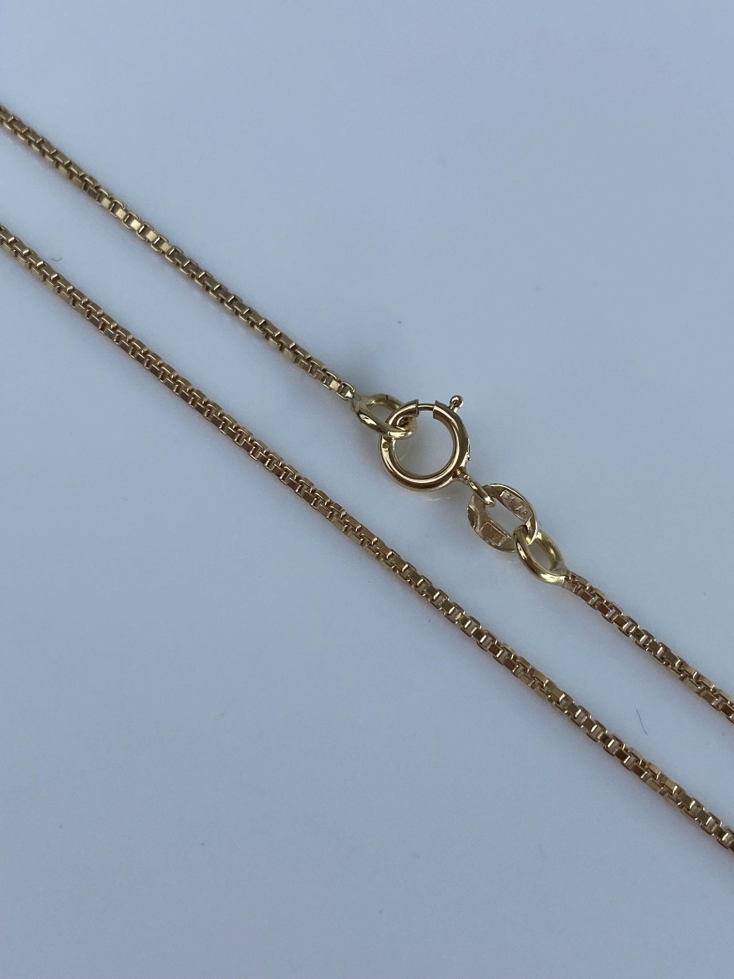 Vintage Solid 14k Yellow Gold Box Chain Necklace - 17.75 inches