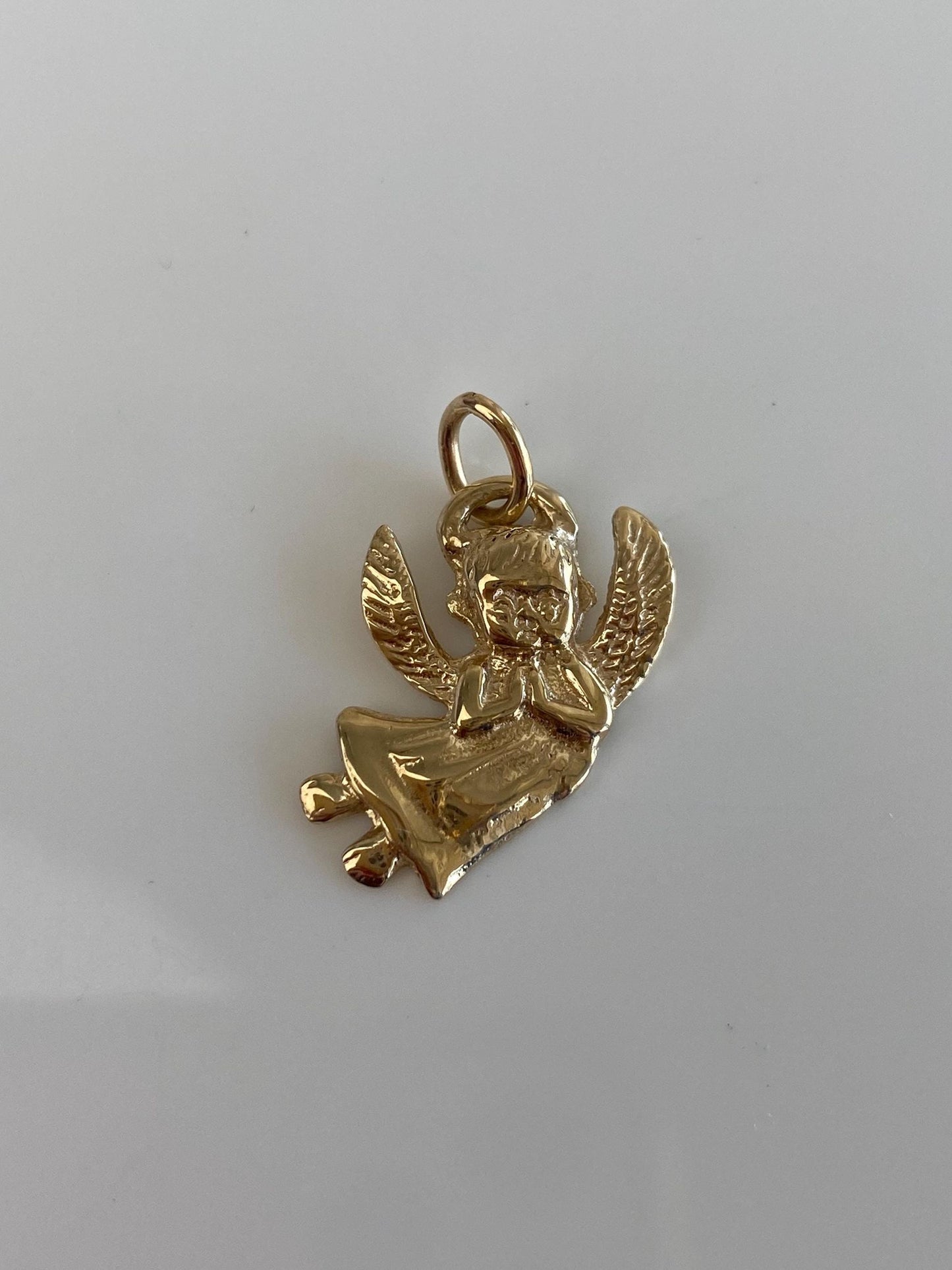 Vintage Solid 14k Yellow Gold Angel Charm