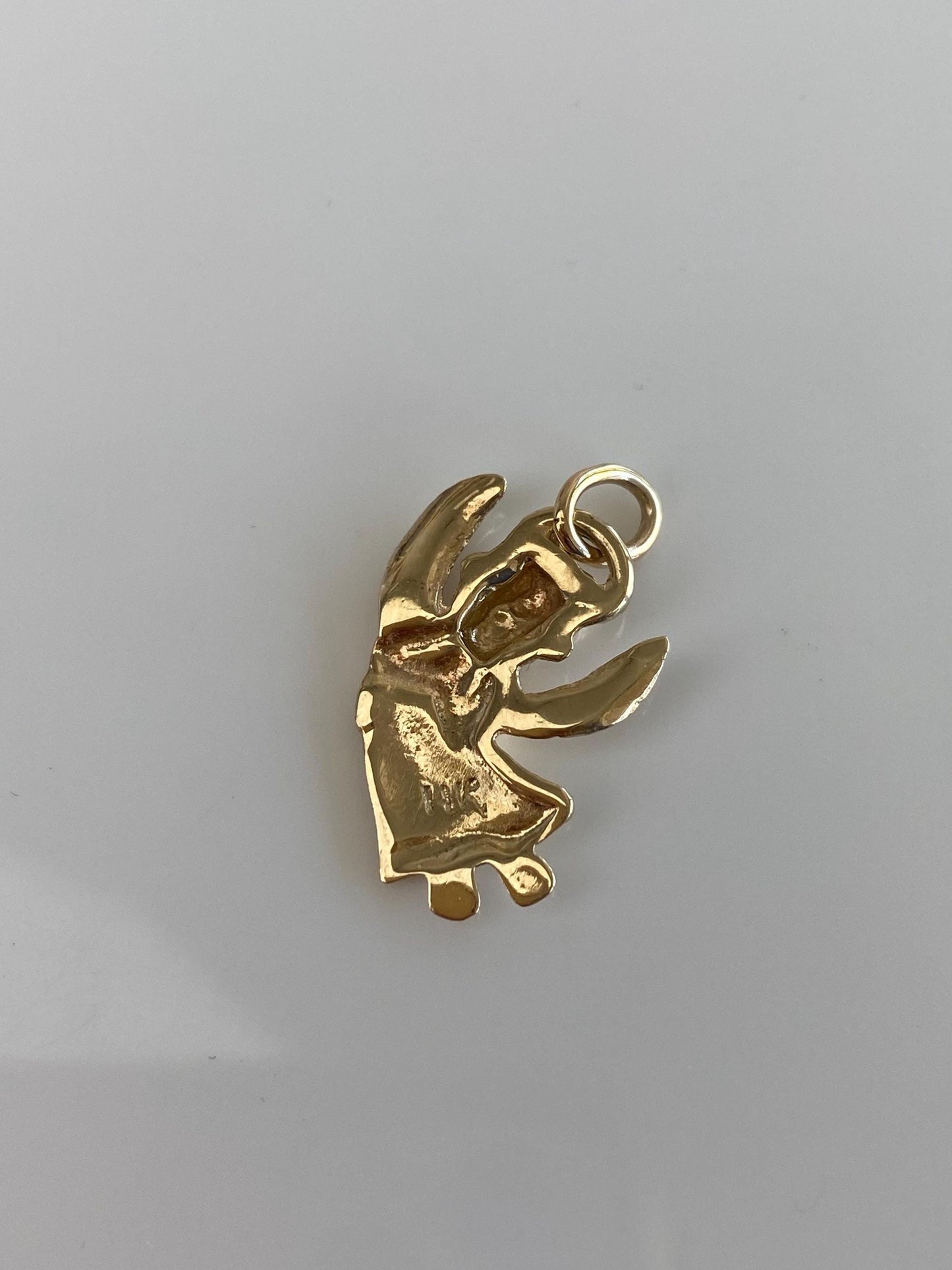 Vintage Solid 14k Yellow Gold Angel Charm