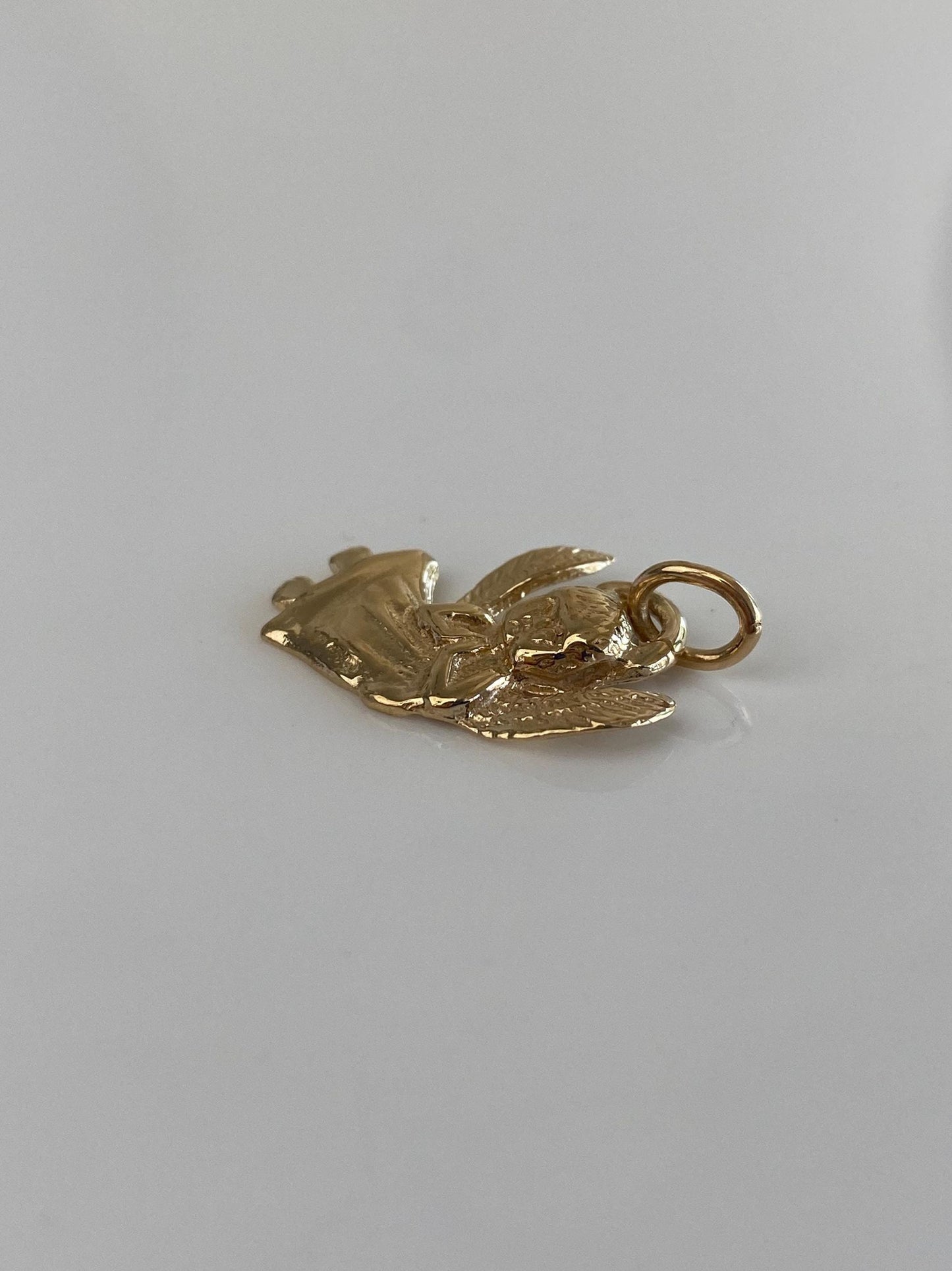 Vintage Solid 14k Yellow Gold Angel Charm