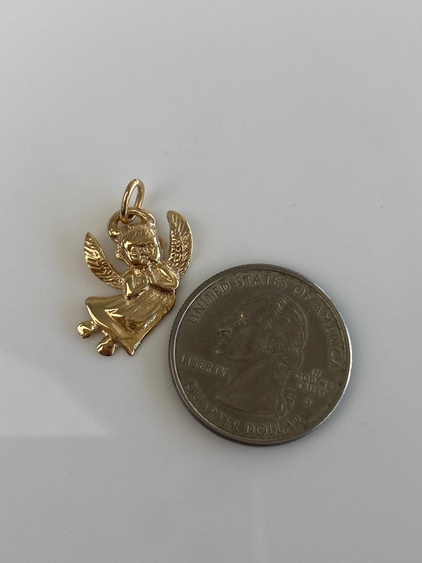 Vintage Solid 14k Yellow Gold Angel Charm