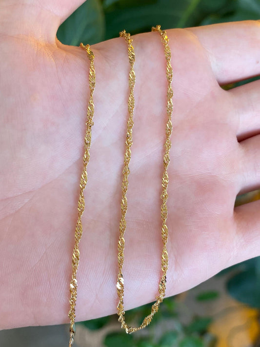Vintage Solid 14k Yellow Gold Twist Chain Necklace - 19.75 inches