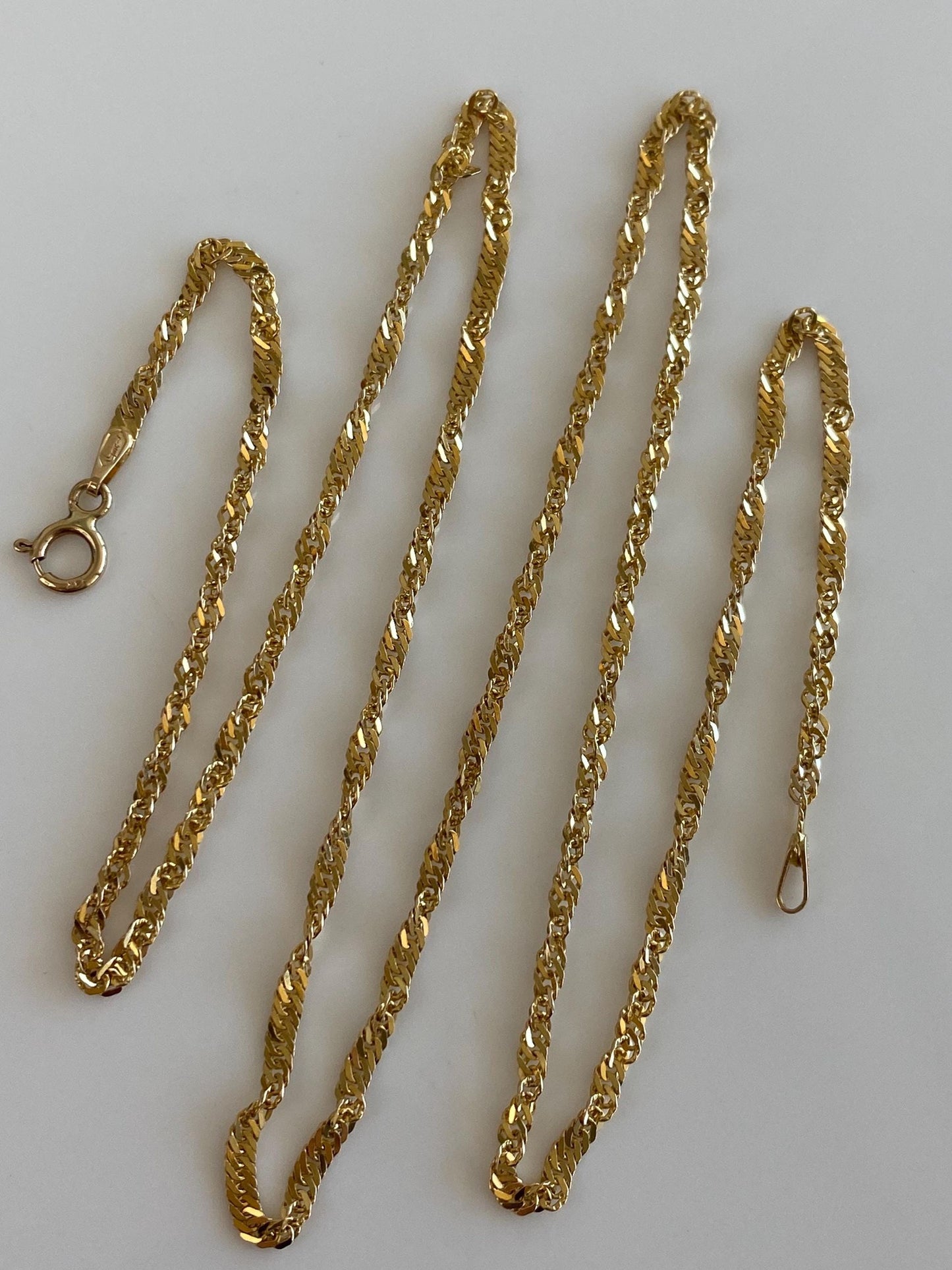 Vintage Solid 14k Yellow Gold Twist Chain Necklace - 19.75 inches