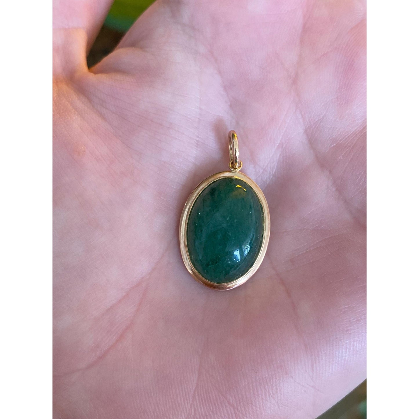 Vintage Solid 14k Yellow Gold Aventurine Cabochon Charm