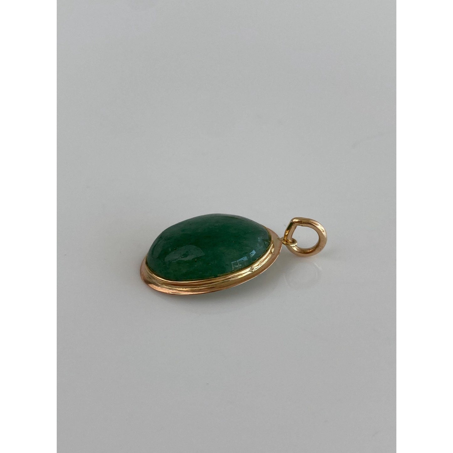 Vintage Solid 14k Yellow Gold Aventurine Cabochon Charm