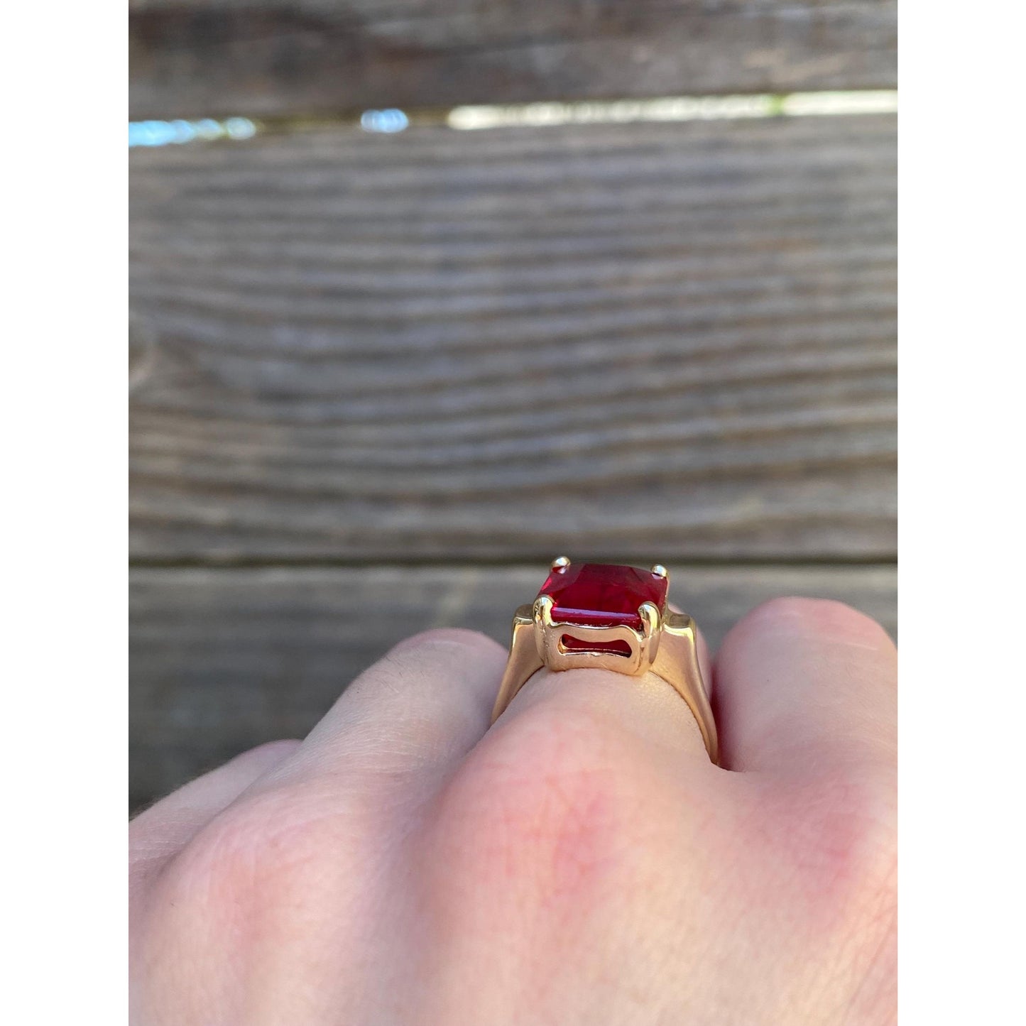Vintage Solid 10k Yellow Gold Pink Sapphire Ring - Size 6.5