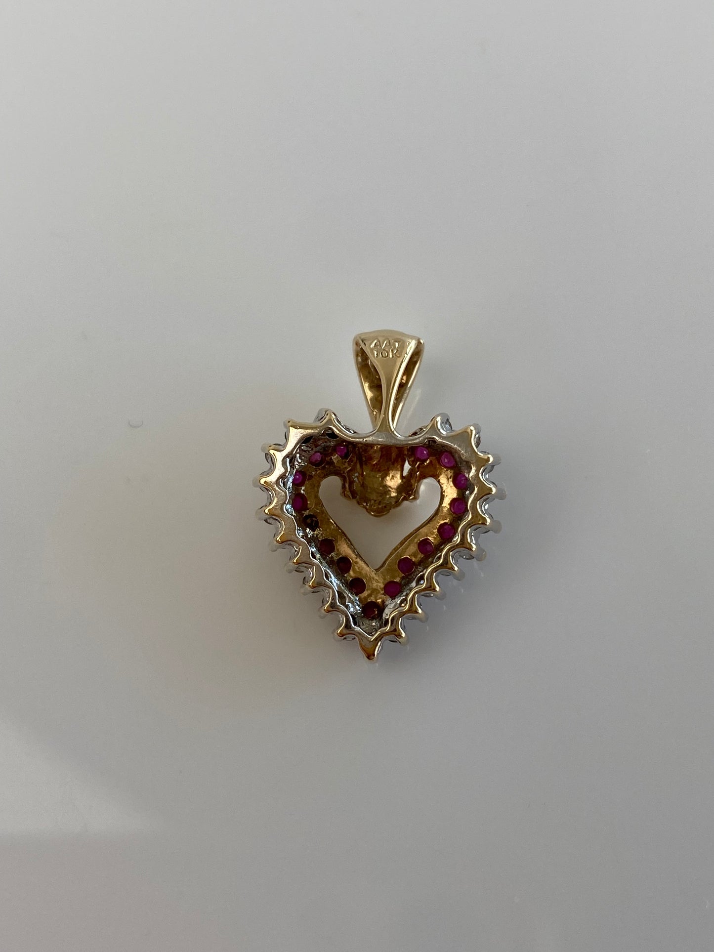 Vintage Solid 10k Diamond Ruby Heart Charm