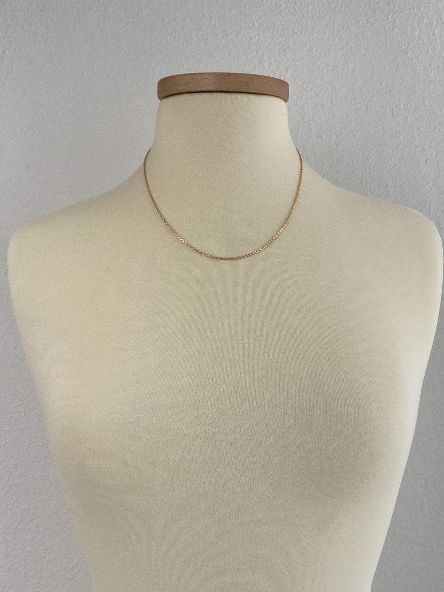 Vintage Solid 14k Yellow Gold Slim Rope Chain Necklace - 19.5 inches