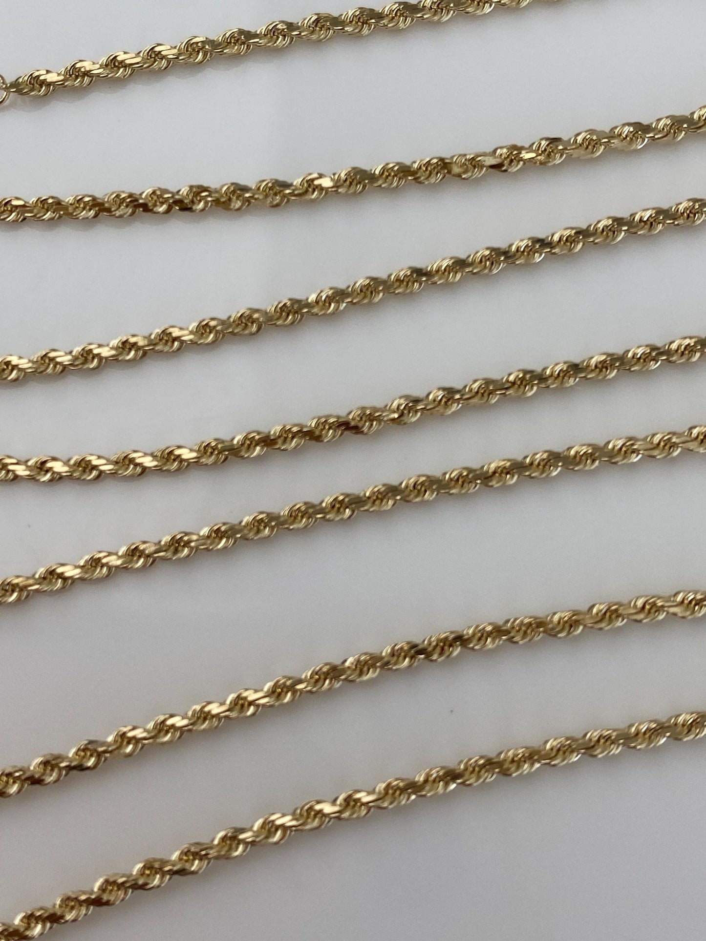 Vintage Solid 14k Yellow Gold Slim Rope Chain Necklace - 19.5 inches