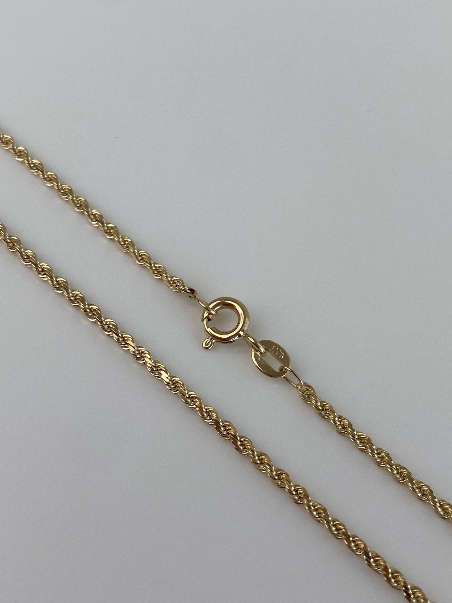 Vintage Solid 14k Yellow Gold Slim Rope Chain Necklace - 19.5 inches
