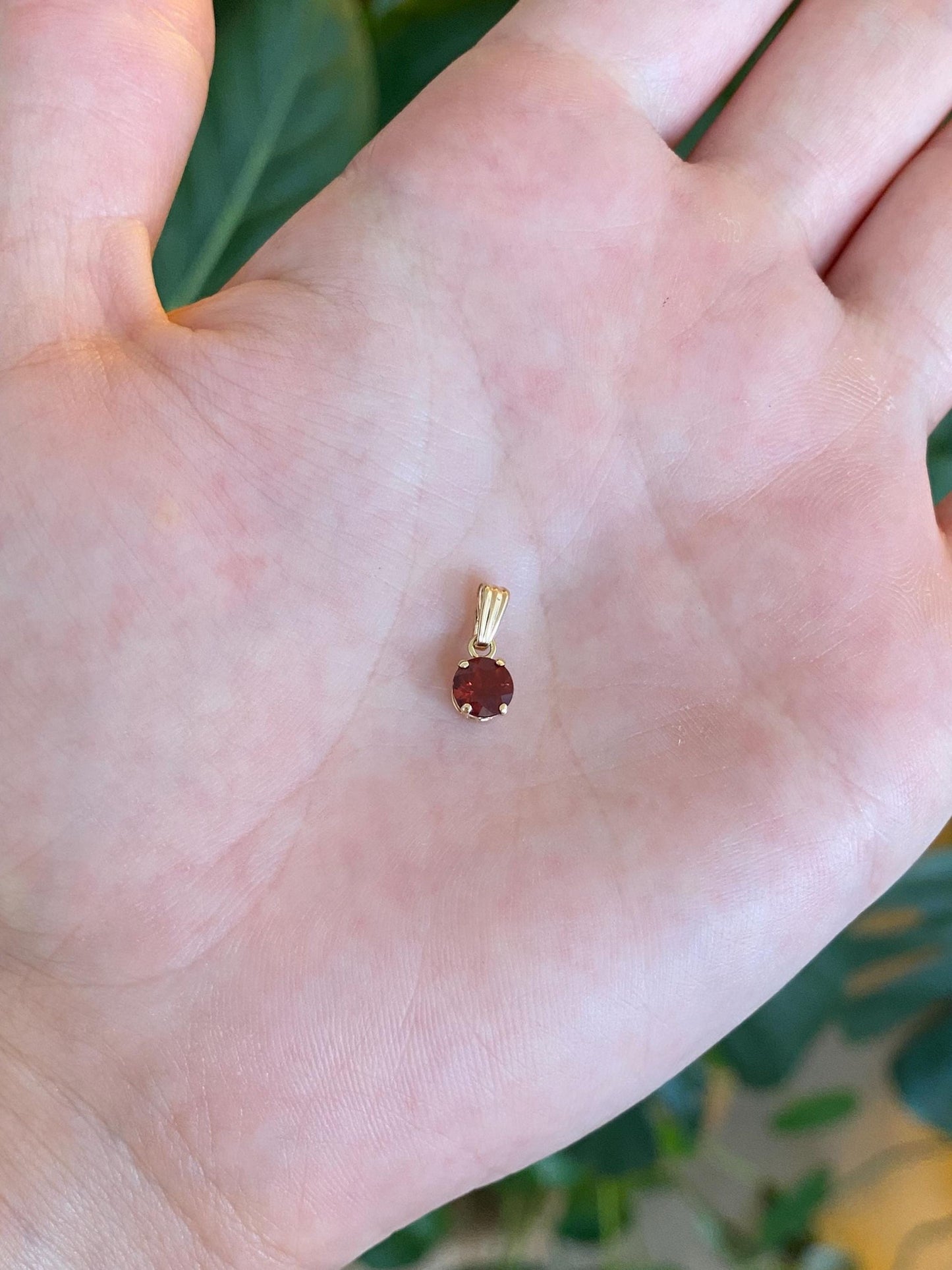 Vintage Solid 14k Yellow Gold Garnet Charm