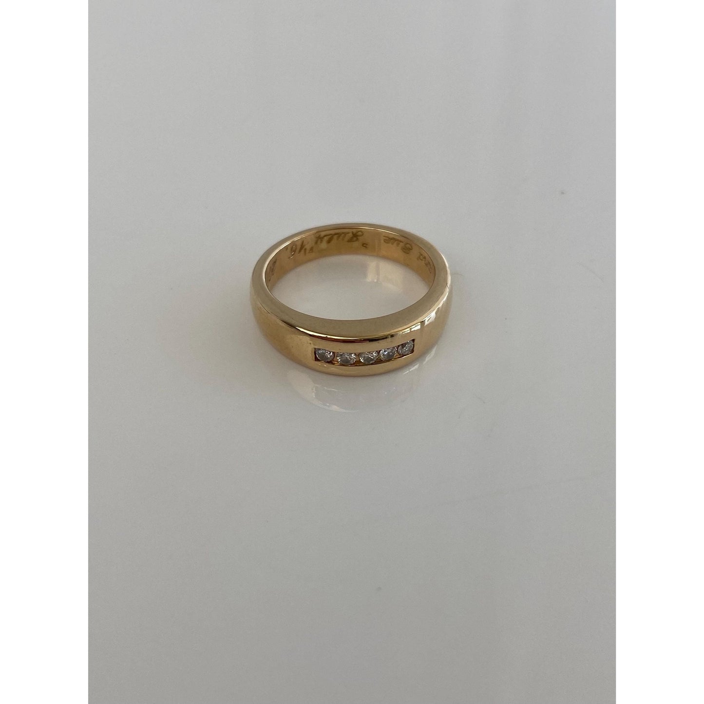Vintage Solid 14k Yellow Gold Diamond Ring Band - Size 7.75