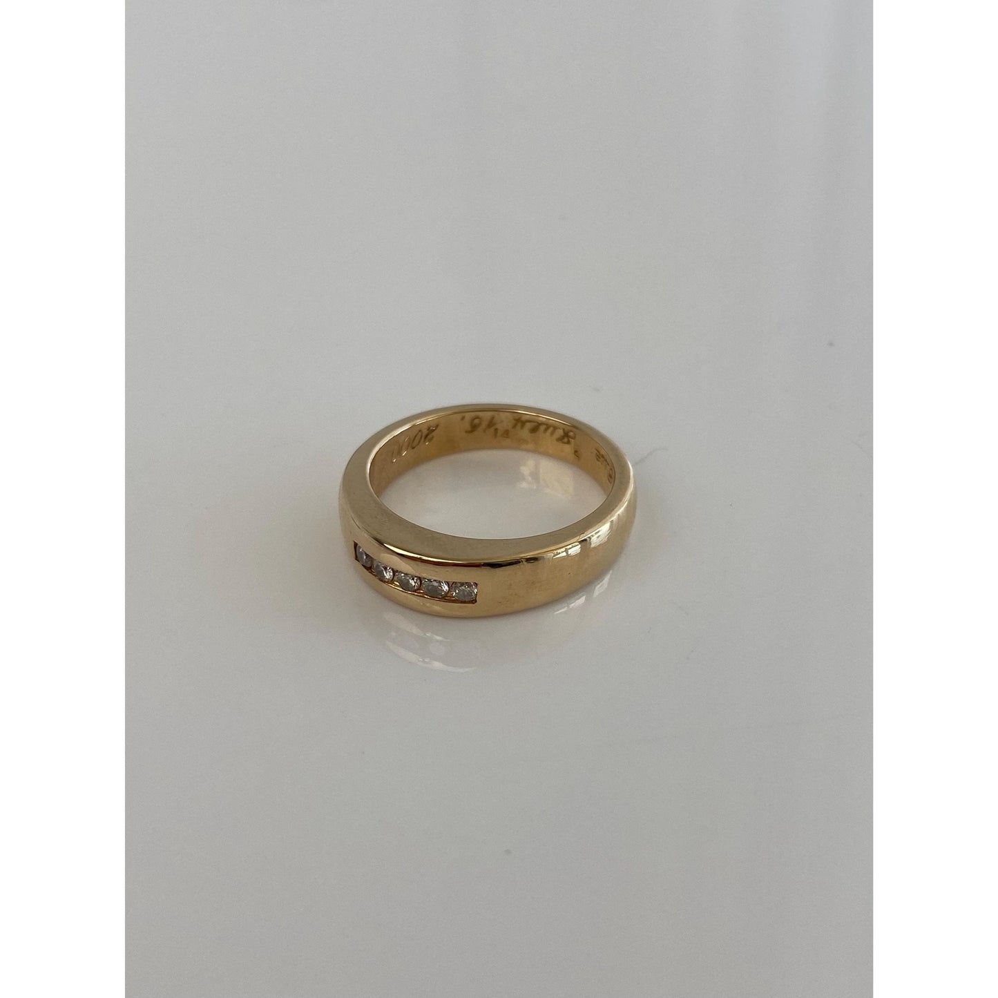 Vintage Solid 14k Yellow Gold Diamond Ring Band - Size 7.75