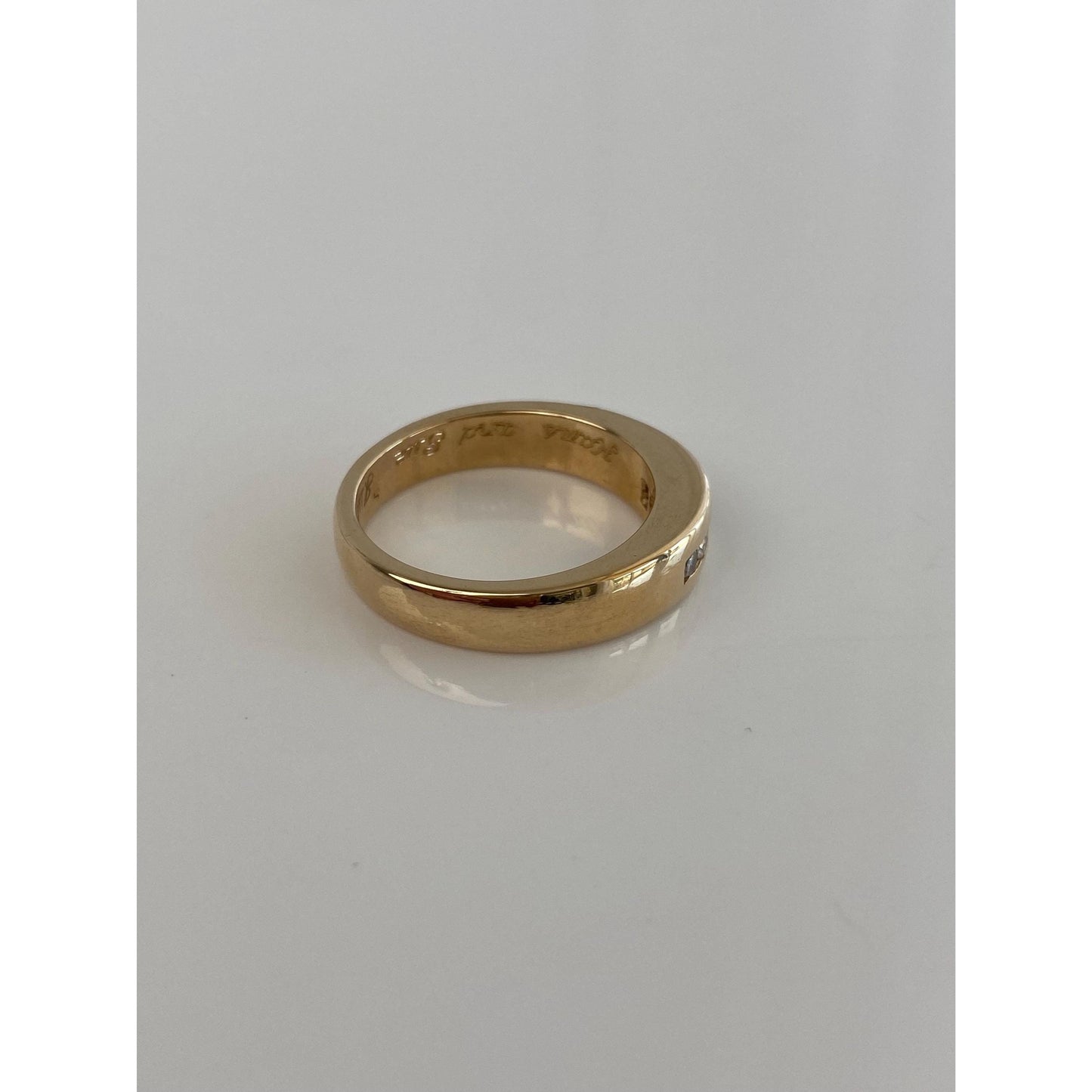 Vintage Solid 14k Yellow Gold Diamond Ring Band - Size 7.75