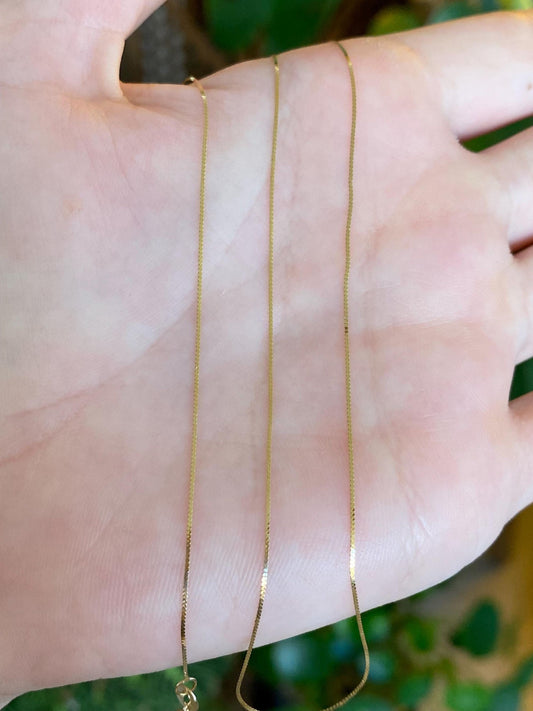 Vintage Solid 14k Yellow Gold Dainty Serpentine Chain Necklace - 14.75 inches