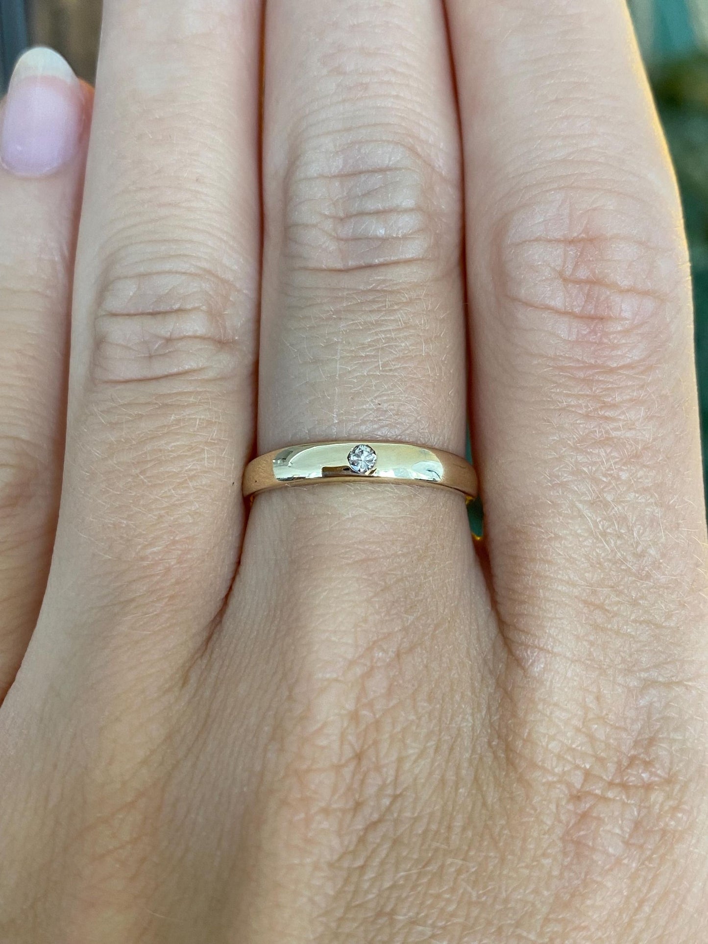 Vintage Solid 14k Yellow Gold Diamond Ring Band - Size 6.5