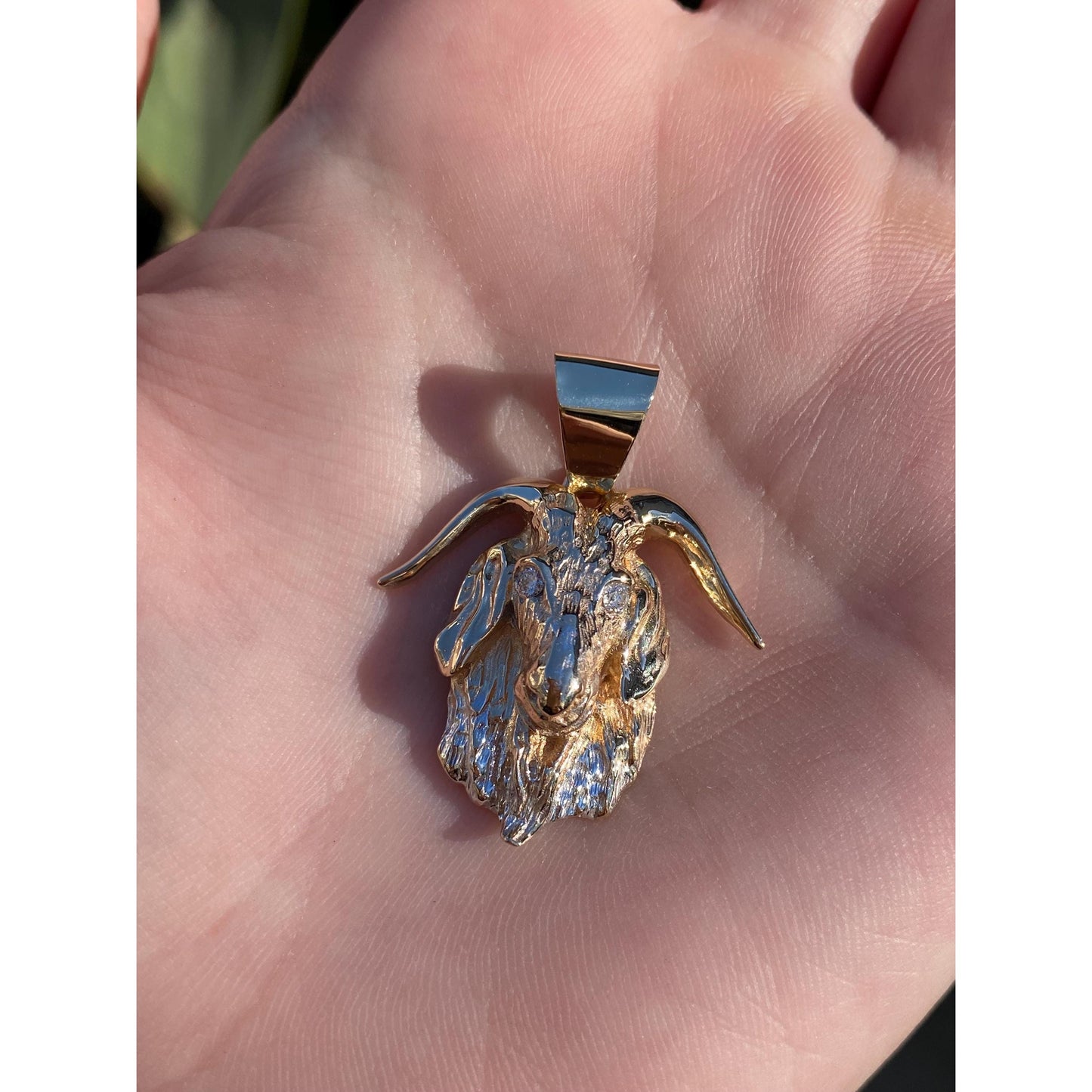 Vintage Solid 14k White & Yellow Gold Diamond Aries Ram Charm