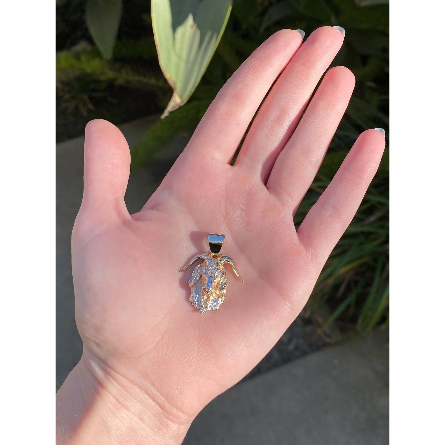 Vintage Solid 14k White & Yellow Gold Diamond Aries Ram Charm