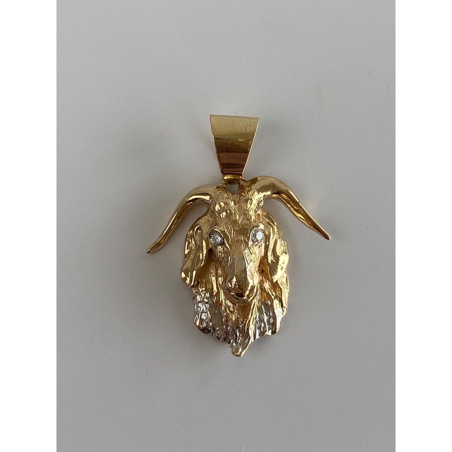 Vintage Solid 14k White & Yellow Gold Diamond Aries Ram Charm